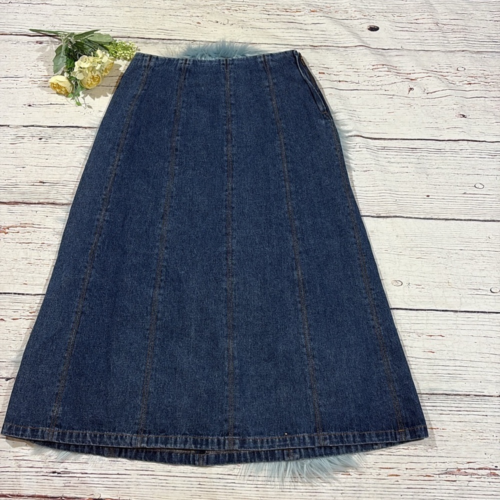 Vintage Harve Benard Denim Paneled Western Mini Skirt - Picture 3 of 7